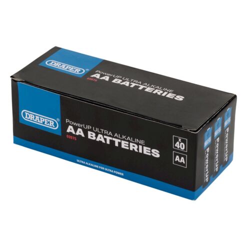 Draper PowerUP Ultra Alkaline AA Batteries, 40Pack