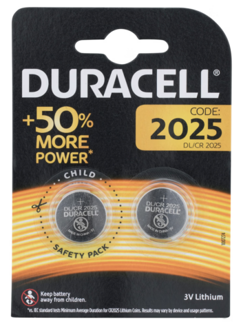 Duracell DL2025B2SPLIT Duracell DL2025  3V Lithium/Manganese Dioxide Battery - Pack of 2 1