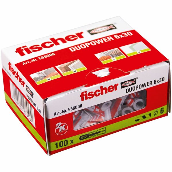 Fischer 555006 Fischer DuoPower Universal Plug 555006 - 6x30mm - Pack of 100 2