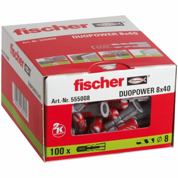 Fischer 555008 Fischer DuoPower Universal Plug 555008 - 8x40mm - Pack of 100 2