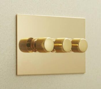 Forbes & Lomax 3GTE250/U Forbes & Lomax 3GTE250/U 3 Gang Rotary Dimmer - Unlacquered Brass