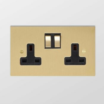 Forbes & Lomax DS13M/QBB Forbes & Lomax DS13M/QBB 13A Double Socket with Metal Switches - Brushed Brass