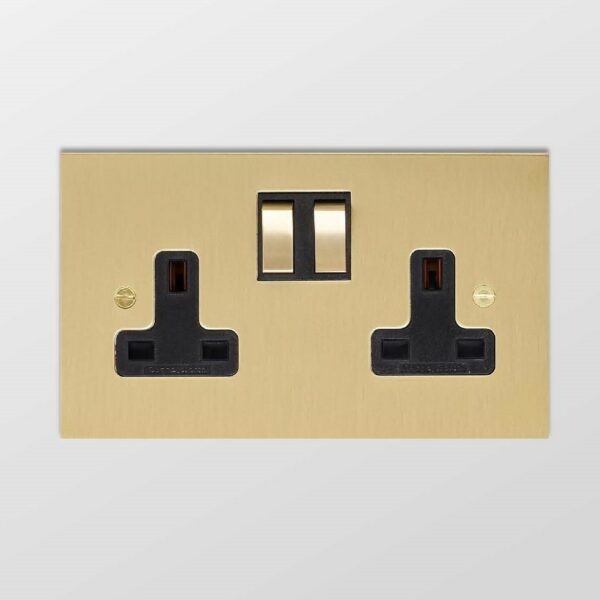 Forbes & Lomax DS13M/QBB Forbes & Lomax DS13M/QBB 13A Double Socket with Metal Switches - Brushed Brass