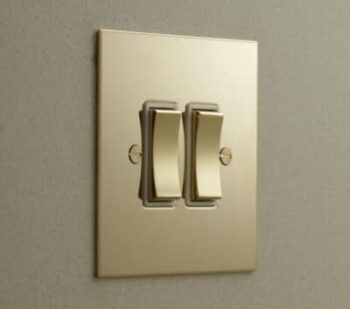 Forbes & Lomax R2GRETM/U Forbes & Lomax R2GRETM/U 2 Gang Retractive Switch with Metal Rocker - Unlacquered Brass Plate