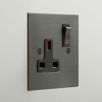 Forbes & Lomax SS13M/BMA Forbes & Lomax SS13M/BMA 13A Single Socket with Metal Switches - Antique Bronze Plate