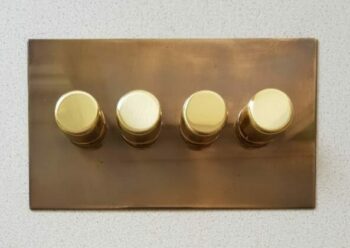 Forbes & Lomax X4GTE250OLB Forbes & Lomax X4GTE250/OLB 4 Gang Rotary Dimmer - Aged Brass Plate