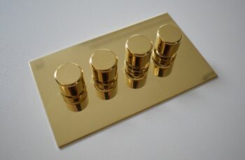 Forbes & Lomax X4GTE250/U Forbes & Lomax X4GTE250/U 4 Gang Rotary Dimmer - Unlacquered Brass 1