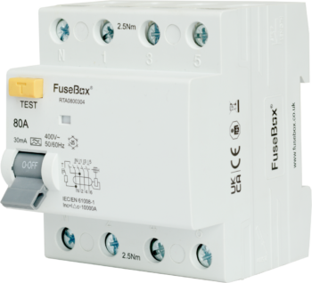FuseBox RTA0800304 Fusebox RTA0800304 80A 4 Pole 30MA Type A RCD
