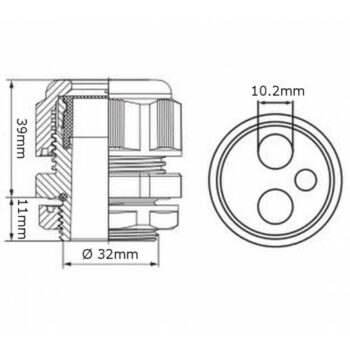 G-ProKit G32-TG-25MM 32mm Meter Tails Gland IP68 - UNI32-TG-25MM 2