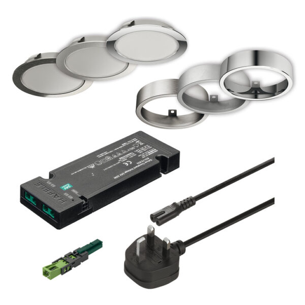 HAFELE 83388948 Hafele 83388948 Loox LED 3038 24V LED Downlight Set 3W 5000K Cool White Ø 65 mm - Stainless Steel 1