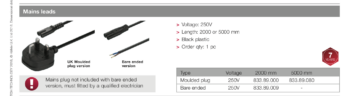 HAFELE 83389000 Hafele Loox LED Mains Lead with Plug - 2 metres 2