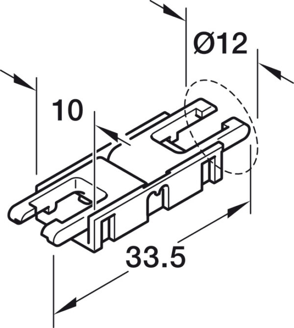 HAFELE 83389206 Hafele Clip Connector for 8 mm Loox LED Monochromatic Strip Lights - 5A 33.5 mm 3