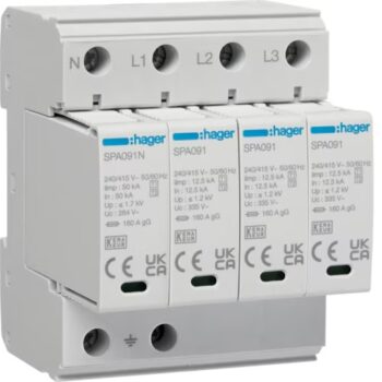 Hager JK101SPD 125A Surge Protection Kit Type 1 & 2 Three Phase