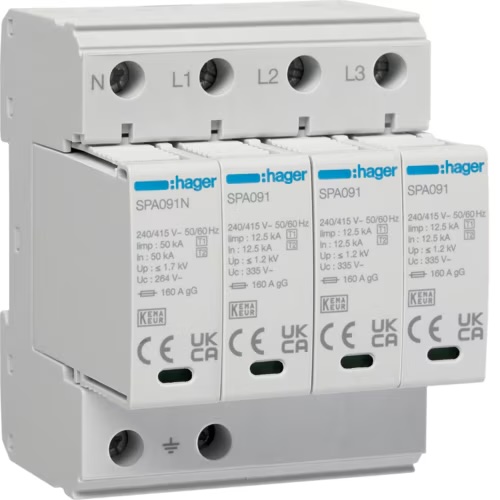 Hager JK101SPD 125A Surge Protection Kit Type 1 & 2 Three Phase