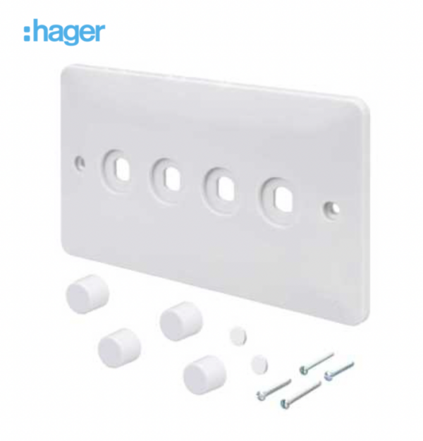 Hager WMDRP4KIT Hager Sollysta WMDRP4KIT 4 Gang Rotary Dimmer Switch Plate Kit