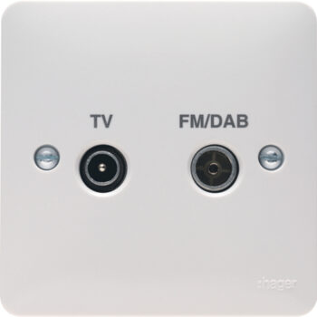 Hager WMDX Hager Sollysta WMDX Double TV/FM/DAB Coax Socket Outlet