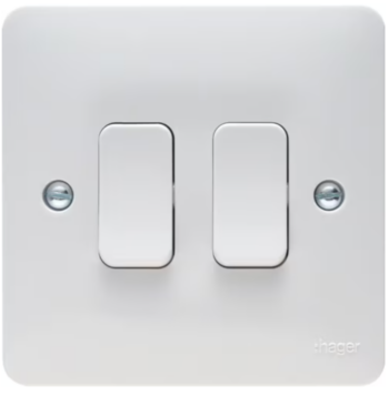 Hager WMPS22 Hager Sollysta WMPS22 10A 2 Gang 2 Way Wall Switch