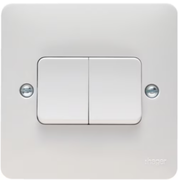 Hager WMPS22W Hager Sollysta WMPS22W 10A 2 Gang 2 Way Wall Switch Wide Rocker