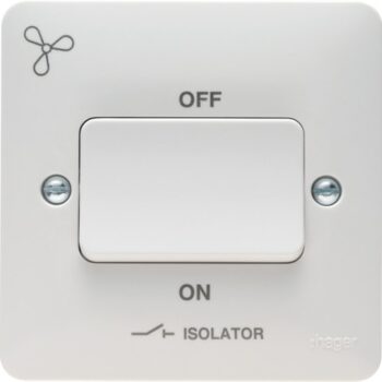 Hager WMPS3PIF Hager Sollysta WMPS3PIF 3 Pole Isolator Switch with Fan Symbol