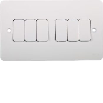 Hager WMPS62 Hager Sollysta WMPS62 10A 6 Gang 2 Way Wall Switch