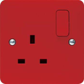 Hager WMSS81RR Hager Sollysta WMSS81RR 1 Gang 13A Switched Socket - Red