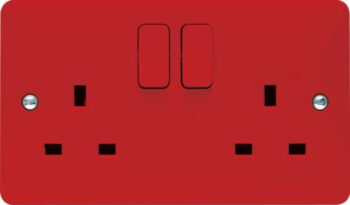 Hager WMSS82RR Hager Sollysta WMSS82RR 2 Gang 13A Switched Socket - Red 2