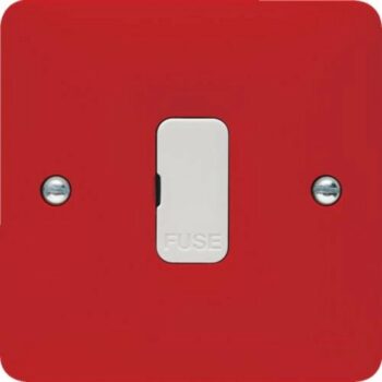 Hager WMSU83R Hager Sollysta WMSU83R 13A FCU Unswitched with Red Face Plate