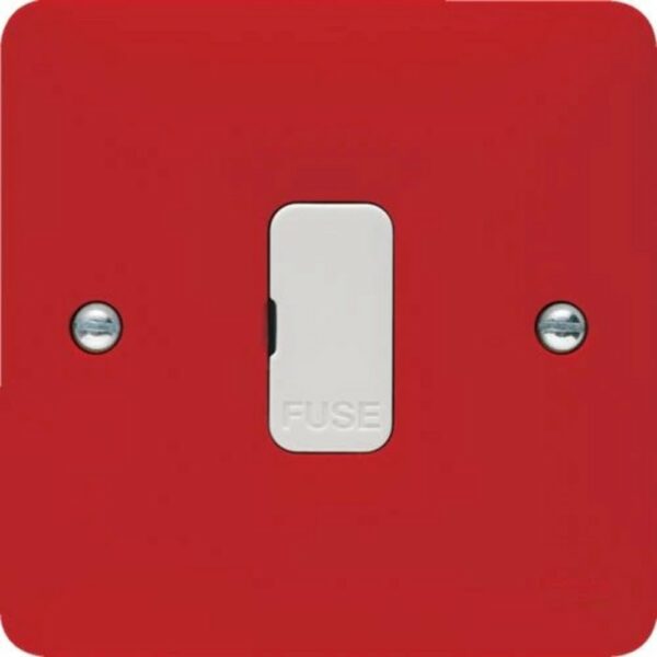 Hager WMSU83R Hager Sollysta WMSU83R 13A FCU Unswitched with Red Face Plate