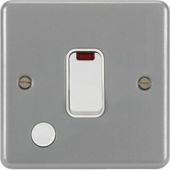 Hager WPDP84FON Hager Sollysta 20A Double Pole Switch with LED Indicator with Flex Outlet - Grey