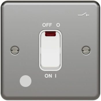 Hager WPDP84FONI Hager Sollysta 20A Double Pole Switch Isolation Function LED Indicator & Flex Outlet - Metalclad