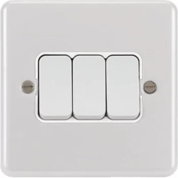 Hager WPPS32W Hager Sollysta 10AX 3 Gang 2 Way Wall Switch - White