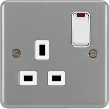 Hager WPSS81N Hager Sollysta 13A 1 Gang Double Pole Switched Socket with LED Indicator - Grey