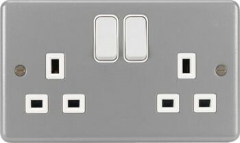 Hager WPSS82 Hager Sollysta 13A 2 Gang Double Pole Switched Socket - Grey