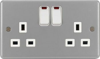 Hager WPSS82N Hager Sollysta 13A 2 Gang Double Pole Switched Socket with LED Indicator - Grey