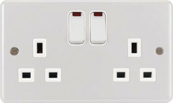 Hager WPSS82NW Hager Sollysta WPSS82NW 13A 2 Gang Switched Socket with LED Indicator - White
