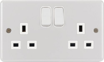 Hager WPSS82W Hager Sollysta 13A 2 Gang Double Pole Switched Socket - White