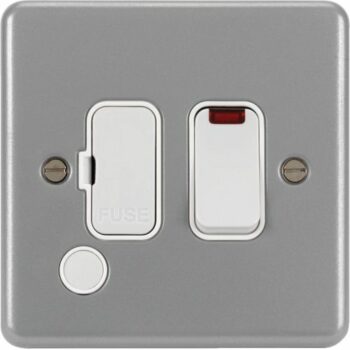 Hager WPSSU83FON Hager Sollysta Metal Clad WPSSU83FON 13A FCU Switched with LED Indicator and Flex Outlet - Grey