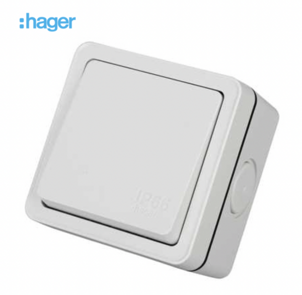 Hager WXPDP84 Hager Sollysta IP66 1 Gang Outdoor 20A Double Pole Switch - Light Grey 1