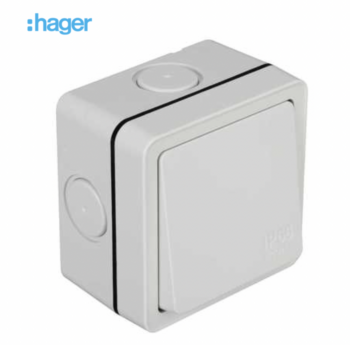 Hager WXPPS12 Hager Sollysta IP66 1 Gang Outdoor Switch - Light Grey 2