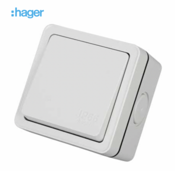 Hager WXPPS12 Hager Sollysta IP66 1 Gang Outdoor Switch - Light Grey 1