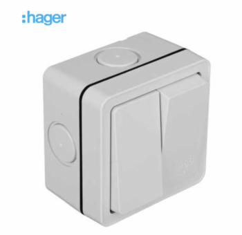 Hager WXPPS22 Hager Sollysta IP66 2 Gang Outdoor Switch - Light Grey 2