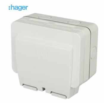 Hager WXPSS82 Hager Sollysta 13A IP66 2 Gang Switched Outdoor Socket - Light Grey 2