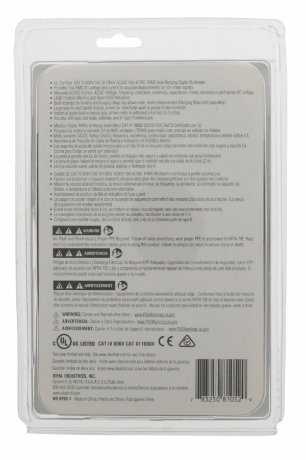 IDEAL 61-347 IDEAL 1000V AC/DC TRMS Multimeter 8