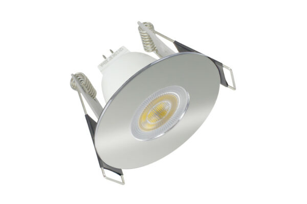 Evofire Mini Fire Rated Downlight ILDLFR45D039 – MR11 GU4/GU10, 45mm Cut-Out, 38.5mm Deep, Polished Chrome.