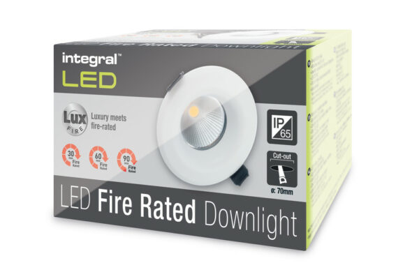 Integral ILDLFR70A009 Integral LED Luxfire Fire Rated Downlight - IP65 850Lm 12W 3000K 55° - Matt White 4