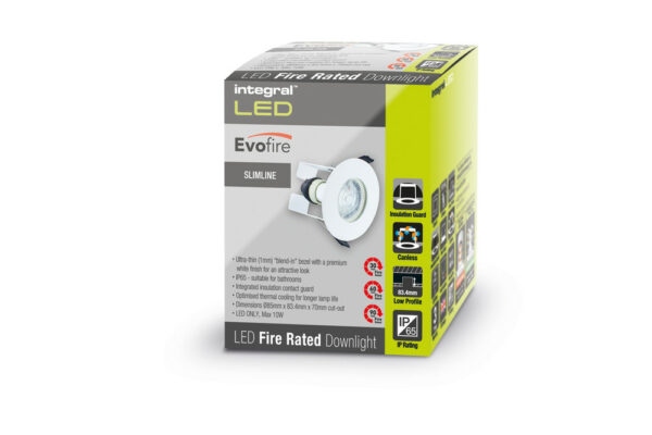 Integral ILDLFR70D012 Integral ILDLFR70D012 LED Evofire Fire Rated Downlight Round + Insulation Guard - No GU10 Holder - Matt White 5