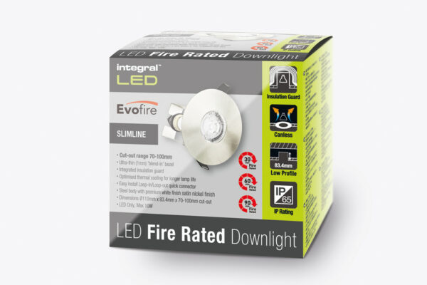Integral ILDLFR70D014 Integral LED Evofire Fire Rated Downlight Round + GU10 Holder & Insulation Guard - MR16/GU10 - Satin Nickel 4