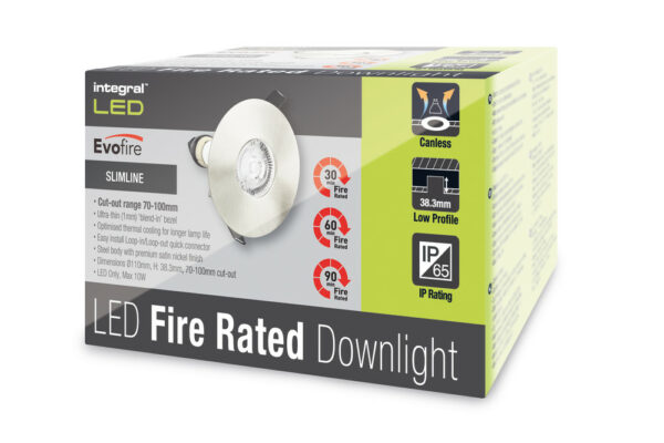 Integral ILDLFR70D016 Integral LED Evofire Fire Rated Downlight Round + GU10 Holder - MR16/GU10 - Satin Nickel 4