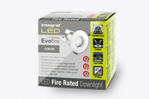 Integral ILDLFR70D018 Integral LED Evofire Fire Rated Downlight Round + GU10 Holder & Insulation Guard - MR16/GU10 - Polished Chrome 4