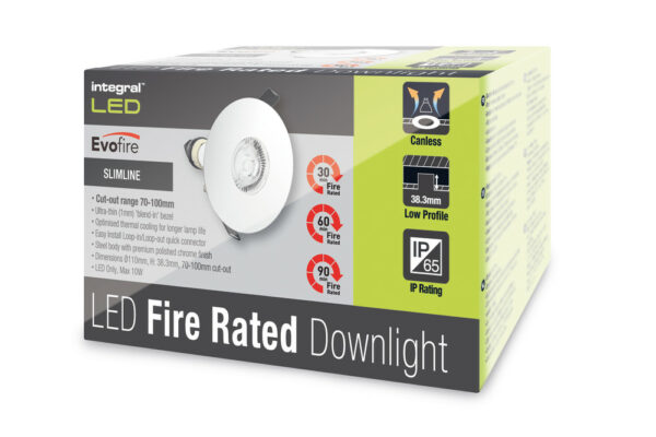 Integral ILDLFR70D021 Integral LED Evofire Fire Rated Downlight Round + GU10 Holder - MR16/GU10 - Polished Chrome 4